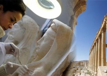 علماء يرممون آثار تدمر السورية في المتحف الوطني بدمشق