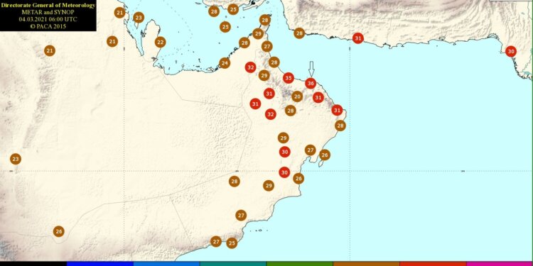 الأرصاد العمانية: ارتفاع ملحوظ في درجات الحرارة